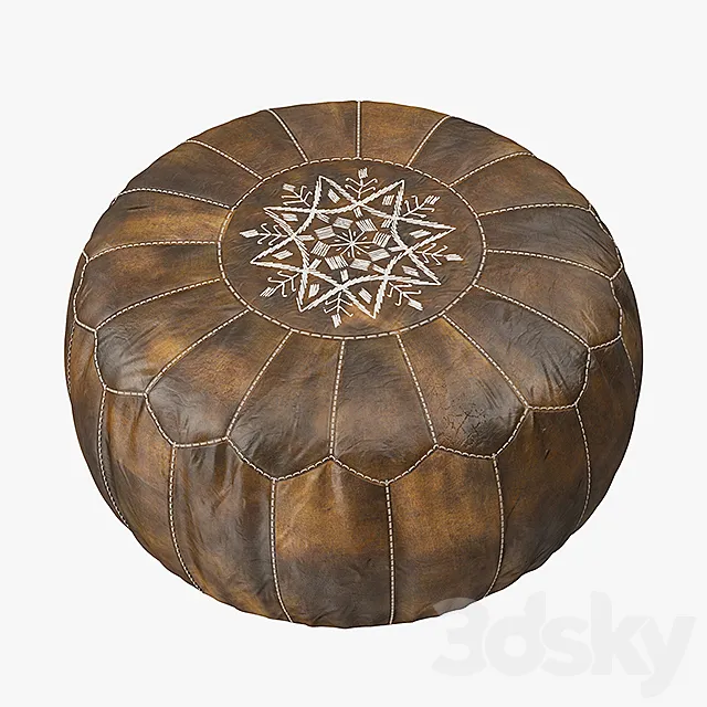 Moroccan Leather Pouf 3D Model Moroccan Leather Pouf 3D Model