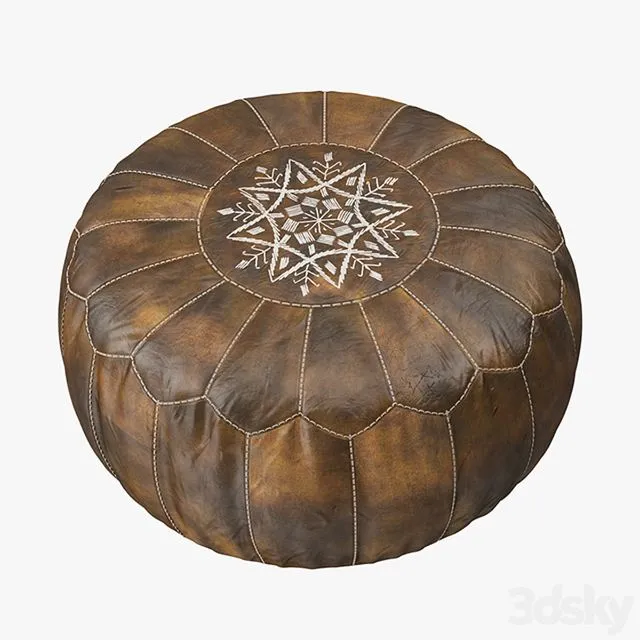 Moroccan Leather Pouf 3D Model Moroccan Leather Pouf 3D Model
