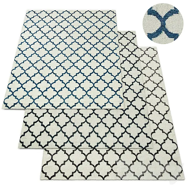 Moroccan Tile Flatweave Rug RH Collection 3D Model Moroccan Tile Flatweave Rug RH Collection 3D Model