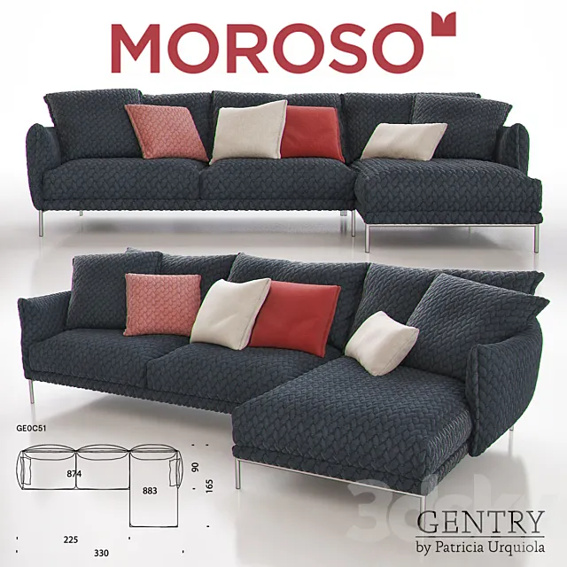 MOROSO GENTRY GE0C51 Sofa 3D Model MOROSO GENTRY GE0C51 Sofa 3D Model