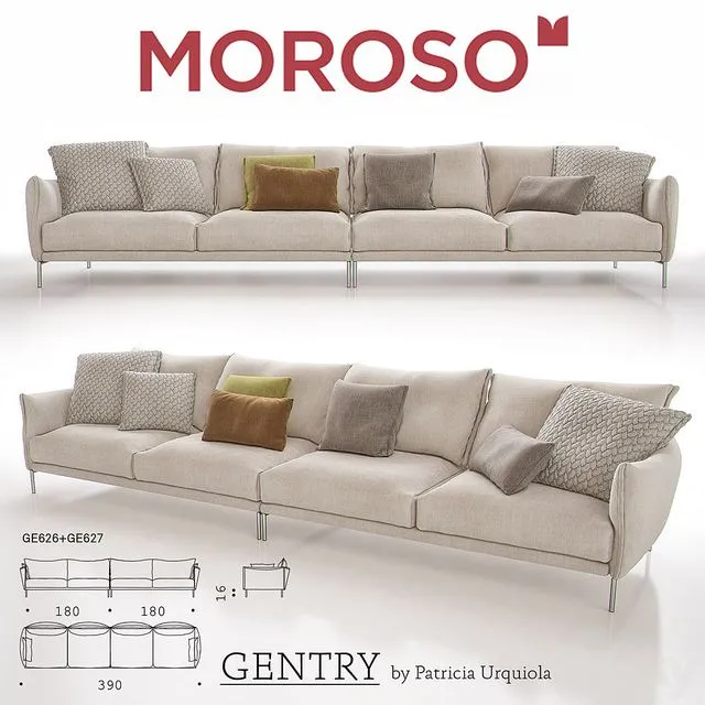 MOROSO GENTRY GE626 + GE627 Sofa 3D Model MOROSO GENTRY GE626 + GE627 Sofa 3D Model