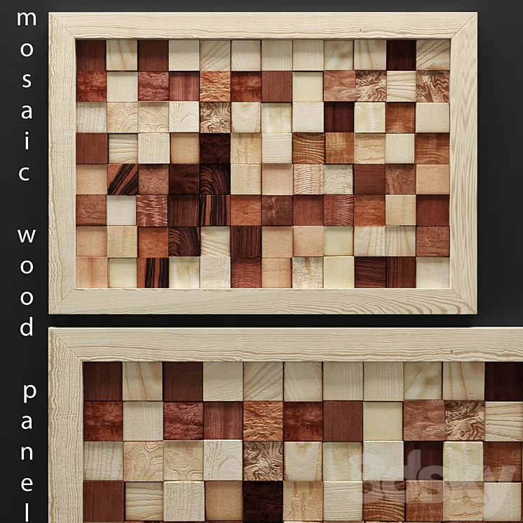 mosaic wood panel mosaic wooden picture bars timber abstraction 3D Model