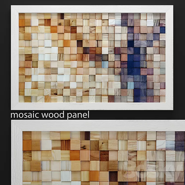 mosaic wood panel mosaic wooden picture bars timber abstraction natural decor eco design 3D Model