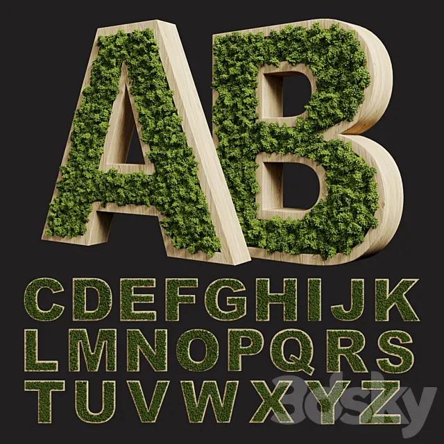 Moss alphabet 3DModel Moss alphabet 3DModel