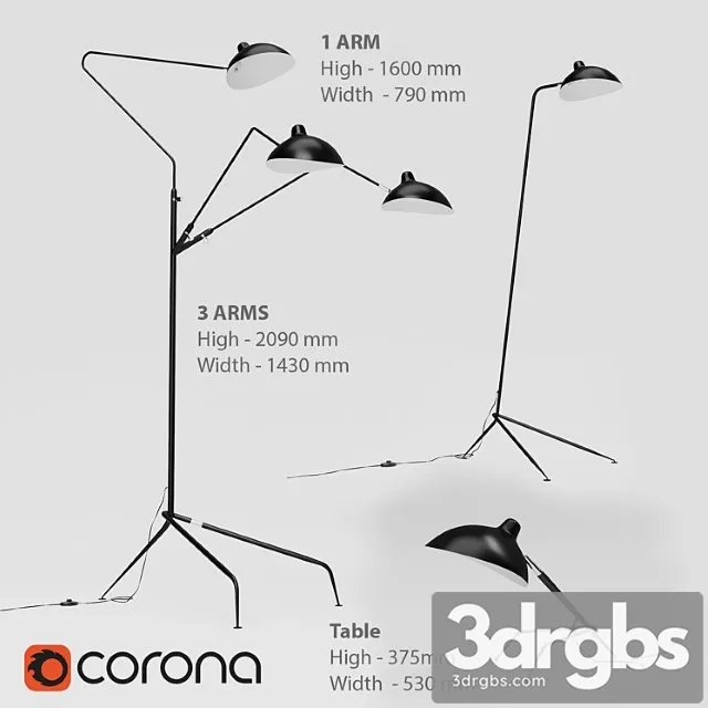 Mouille floor, table. 1, 3 arms. Mouille floor, table. 1, 3 arms.