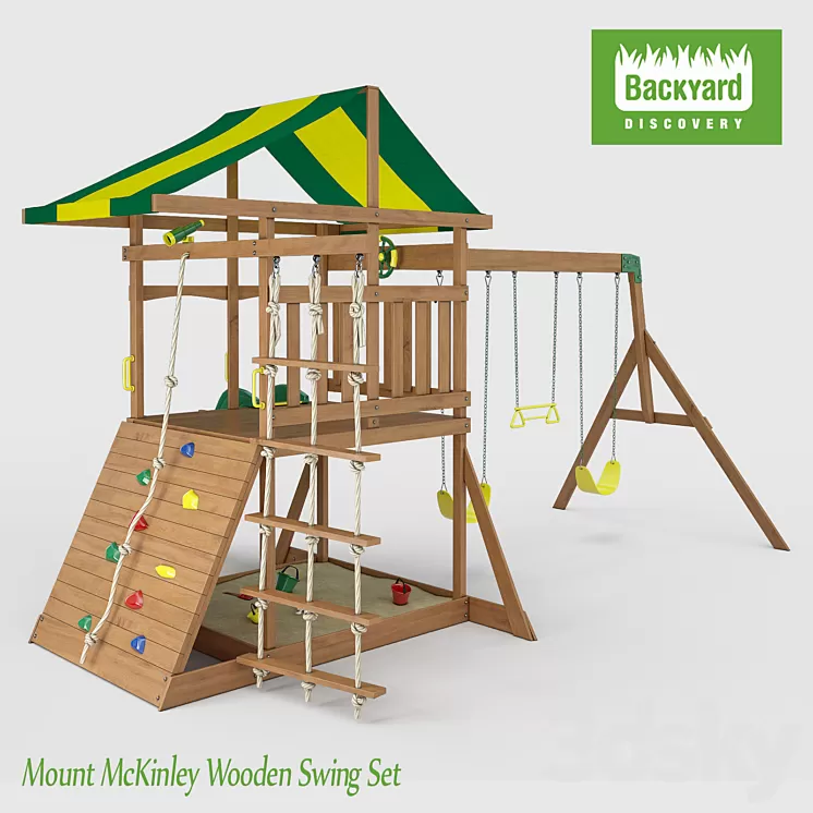 Mount McKinley Wooden Swing Set 3D Model Mount McKinley Wooden Swing Set 3D Model