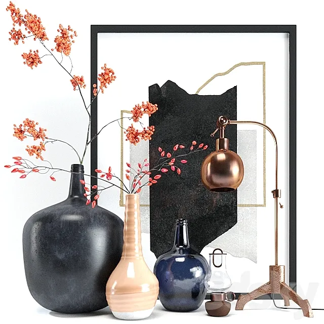 Mountain ash. rosehip and copper lamp 3DModel