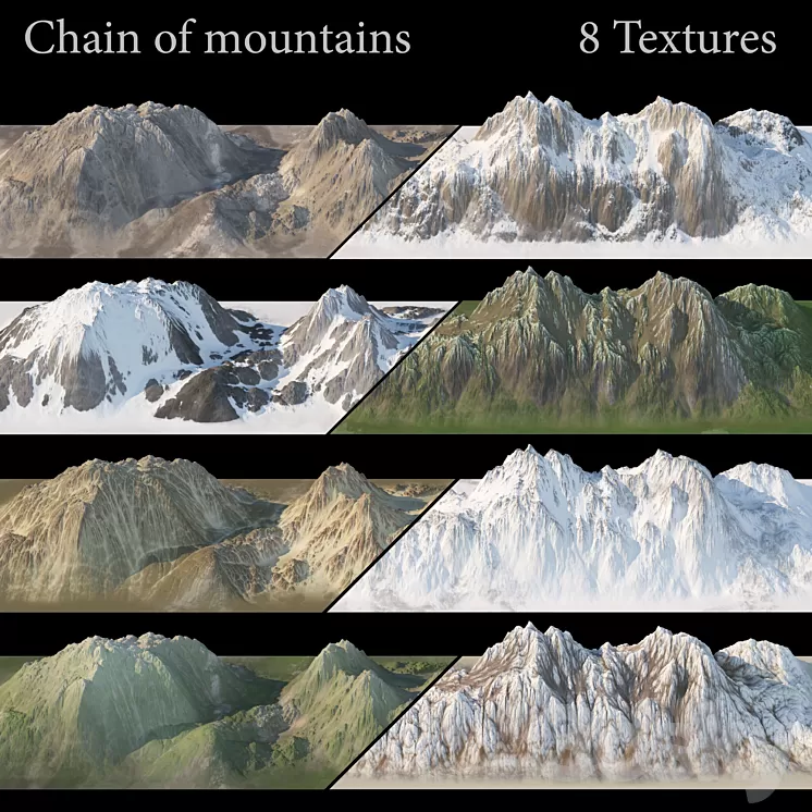 Mountain chain. 8 textures. 3D Model