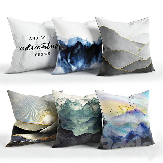 Mountains_Pillow_Set_001 3DModel Mountains_Pillow_Set_001 3DModel