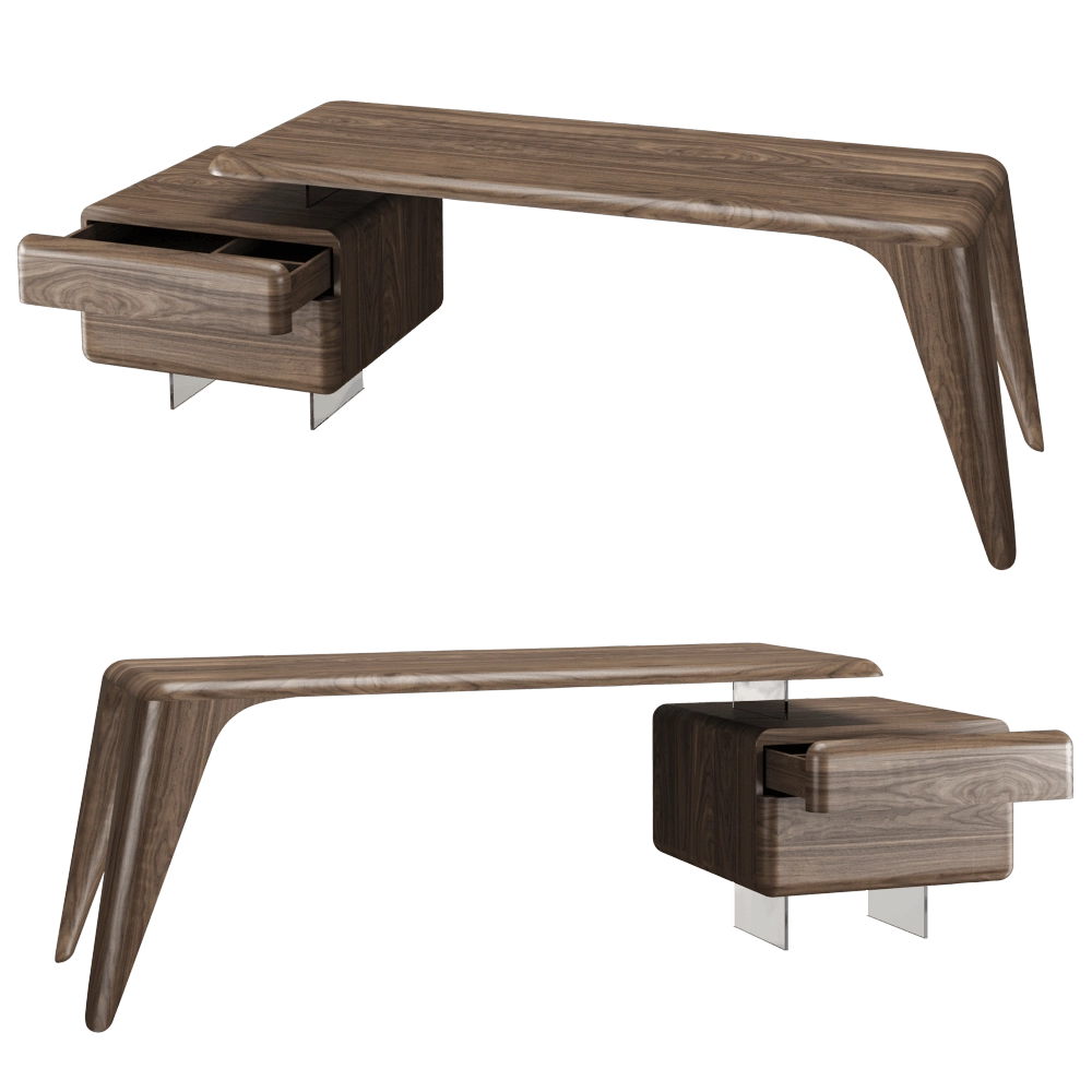 Mozea – Desk Boomerang with small drawer unit 3D Model Mozea – Desk Boomerang with small drawer unit 3D Model
