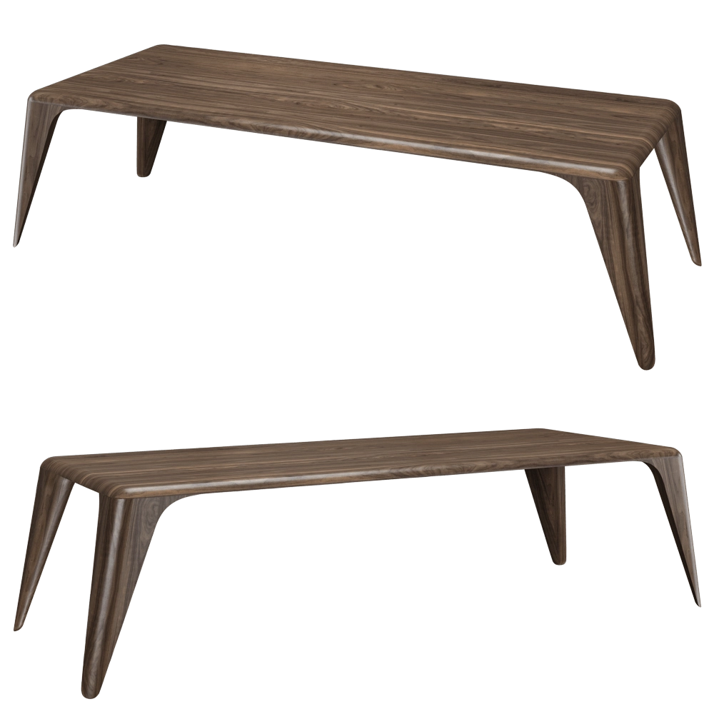 Mozea – Dining table Boomerang wooden 3D Model Mozea – Dining table Boomerang wooden 3D Model