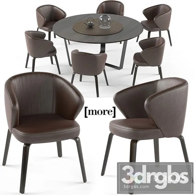 Mudi Armchair Pero Round Table Set 3D Model Download