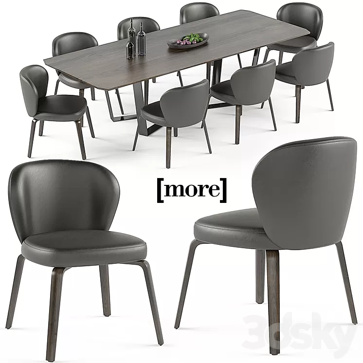 Mudi chair and Pero table set 3D Model Mudi chair and Pero table set 3D Model