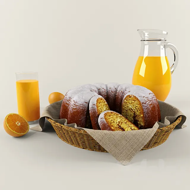 Muffin and juice 3DModel Muffin and juice 3DModel