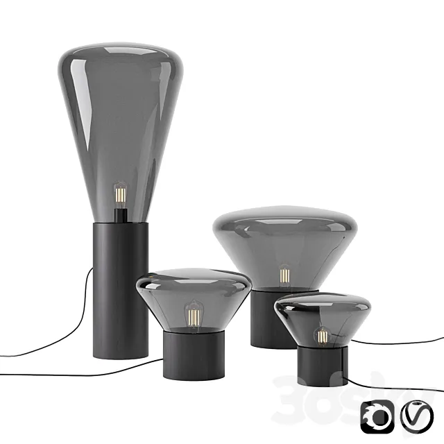 Muffins Black Oak Lamp by Brokis 3D Model