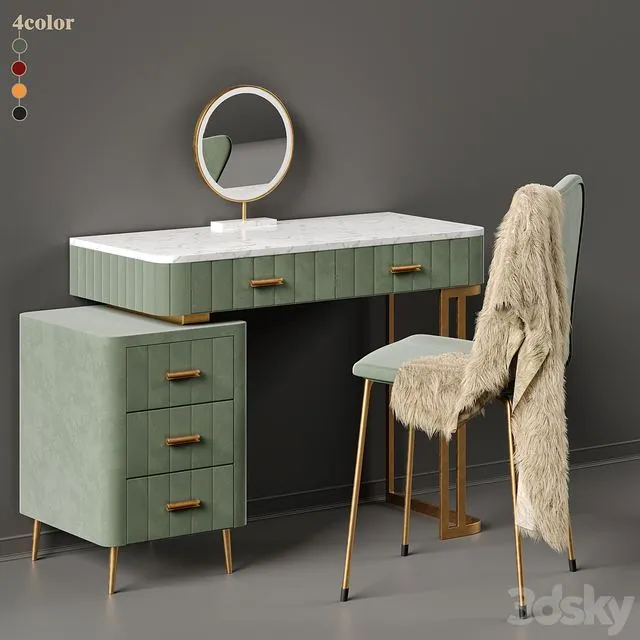 Multi Color Velvet Dressing Table By Saleh 3D Model Multi Color Velvet Dressing Table By Saleh 3D Model
