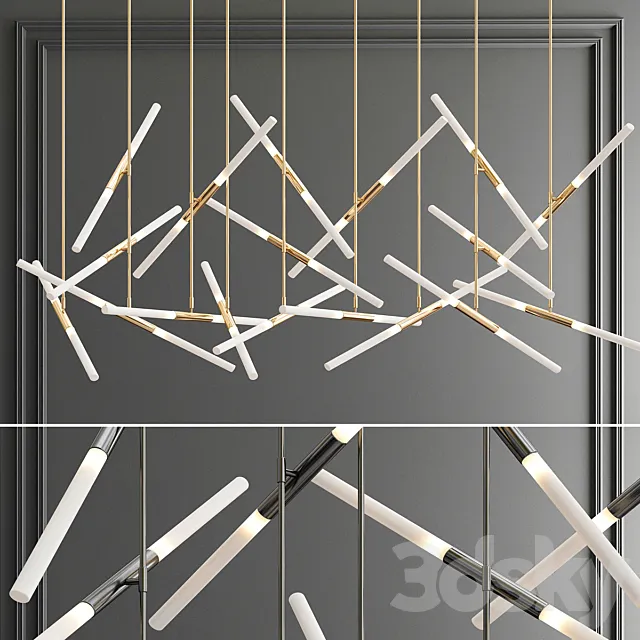 Multi LED Tube Pendant Big 3D Model Multi LED Tube Pendant Big 3D Model