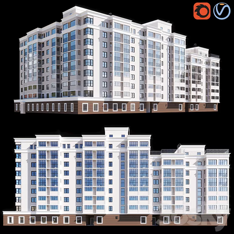 Multi-storey residential building 3D Model
