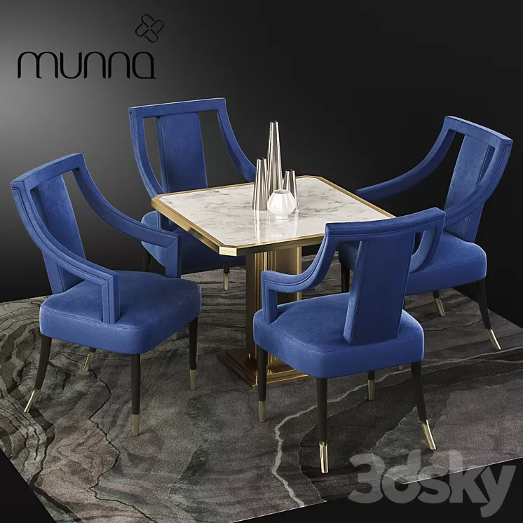 Munna Design dining set with CORSET Chair Table and Decor 3D Model