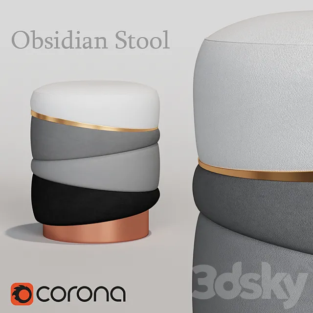 Muranti Obsidian Stool 3D Model Muranti Obsidian Stool 3D Model
