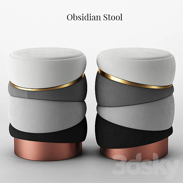 Muranti Obsidian Stool 3DModel Muranti Obsidian Stool 3DModel