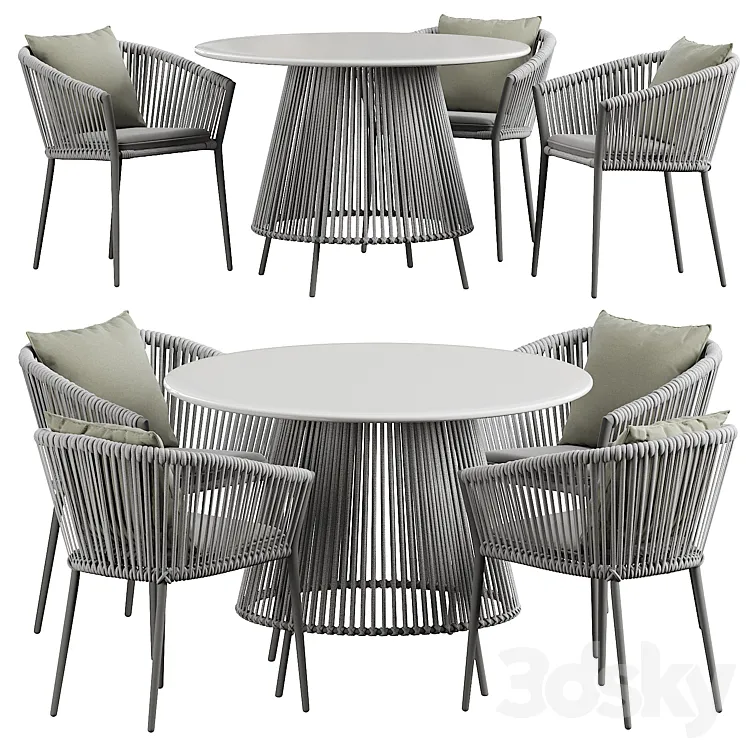 Muse dining table Silver round 3D Model Free Download