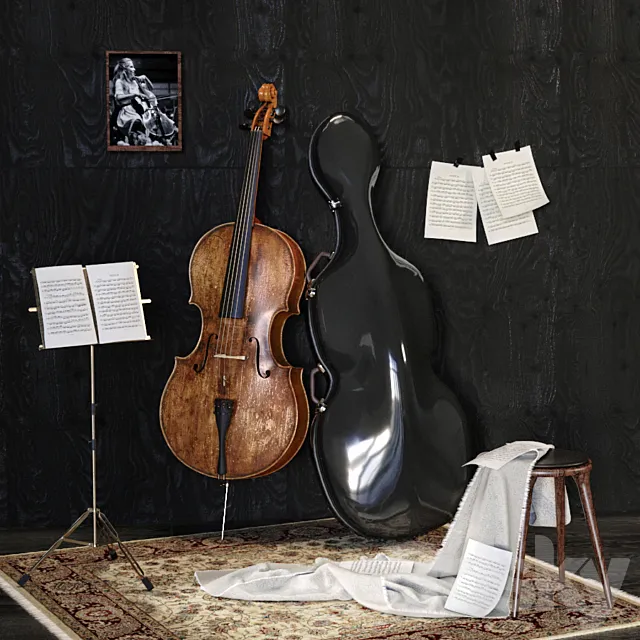 Music Set With Cello 3DModel