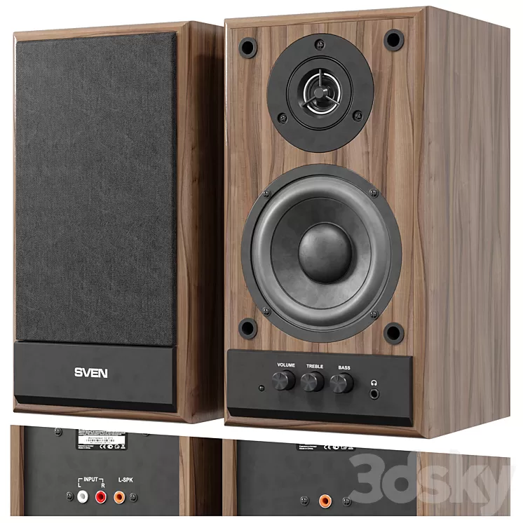Musical columns Sven SPS-702 Walnut 3D Model Free Download