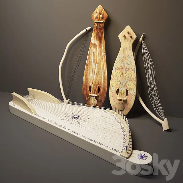 Musical Russian stringed instruments 3D Model