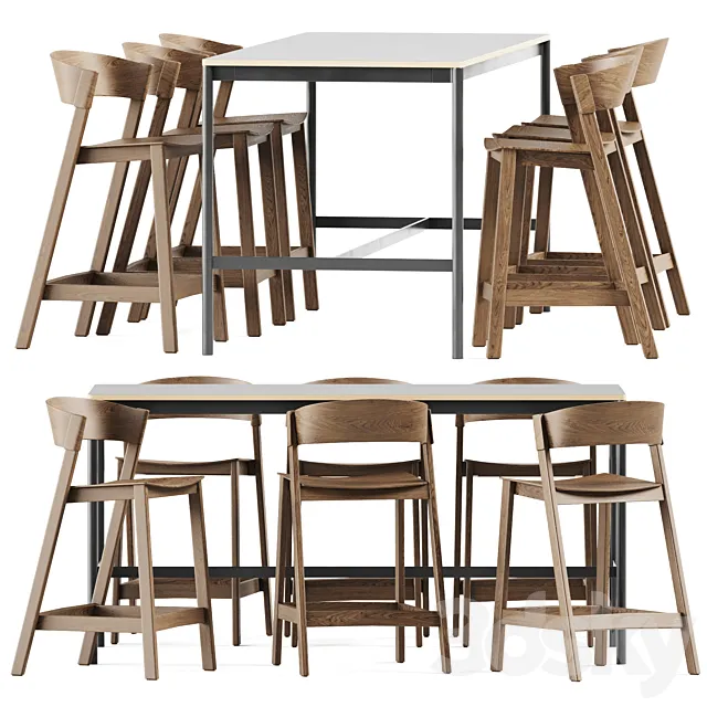 Muuto Base Table High and Muuto Cover Counter Stool 3DModel Muuto Base Table High and Muuto Cover Counter Stool 3DModel