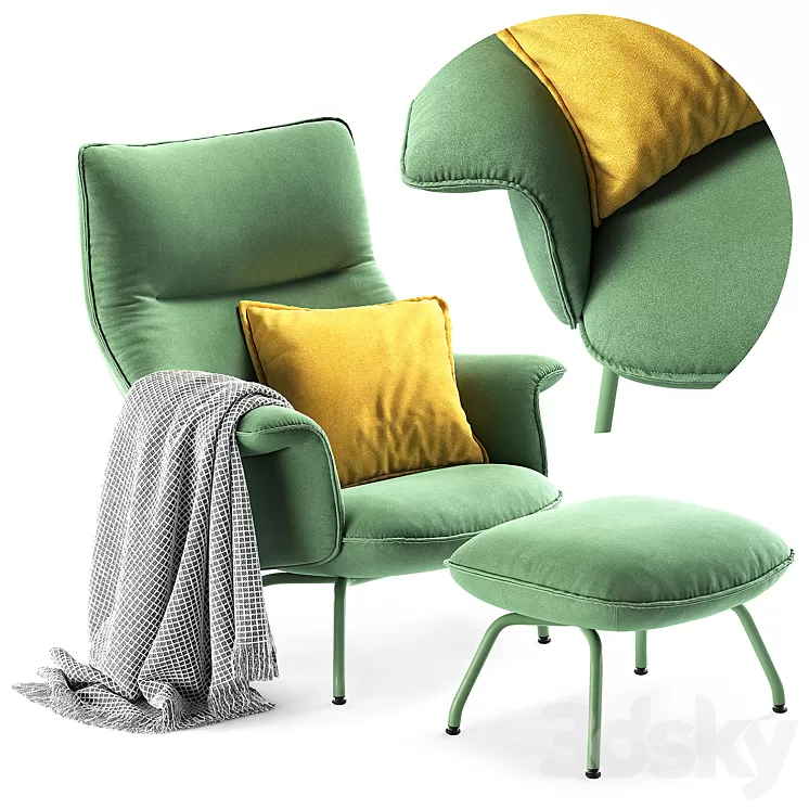 Muuto Doze Lounge Chair & Ottoman 3D Model