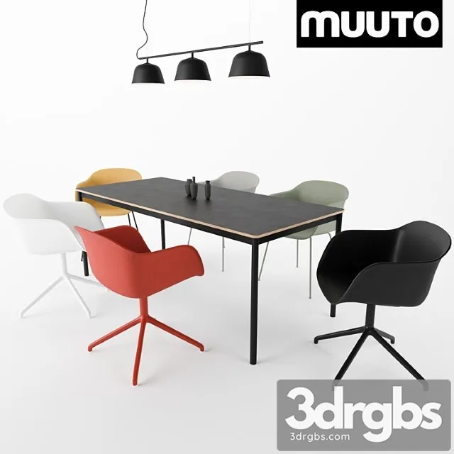 Muuto fiber armchair ambit rail lamp base table 2 3D Model Download