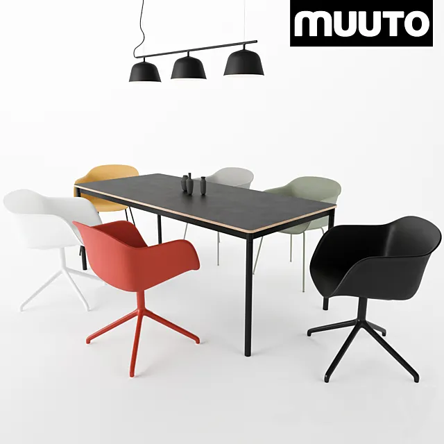 MUUTO Fiber Armchair Ambit Rail Lamp Base Table 3D Model