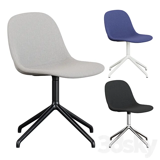 Muuto Fiber Fabric Side Chair Plastic Swivel Base 3D Model