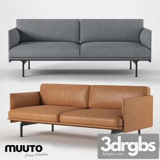 Muuto outline series sofa 170 2 3D Model Download