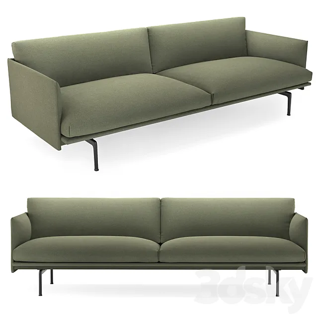 Muuto Outline Sofa 3 Seater 3D Model