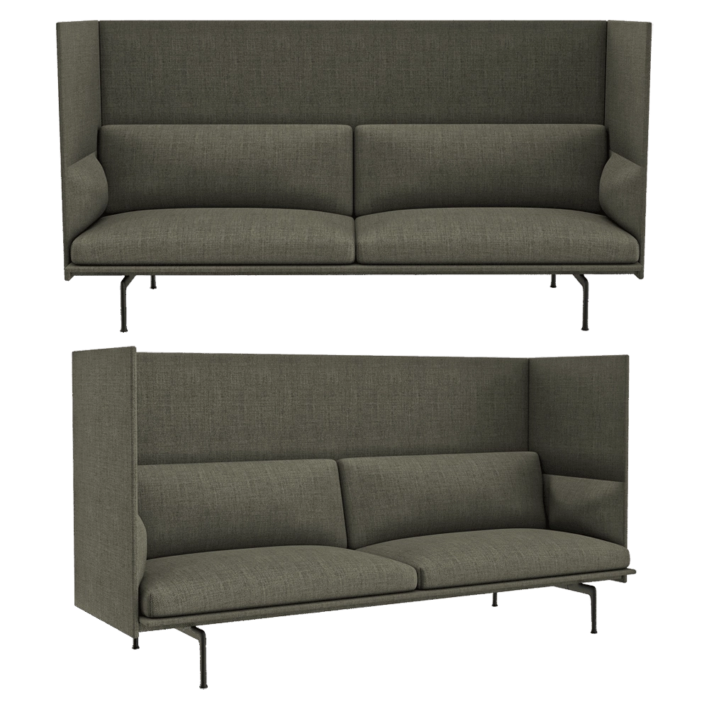 Muuto – Sofa with high back Outline 2 seater 3D Model Muuto – Sofa with high back Outline 2 seater 3D Model