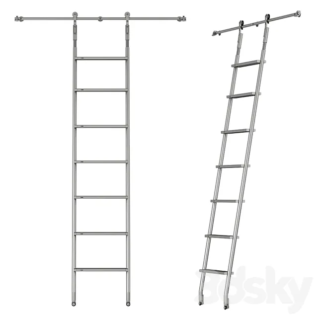 MWE SL.6002.KL Telescoping Rolling Ladder 3D Model