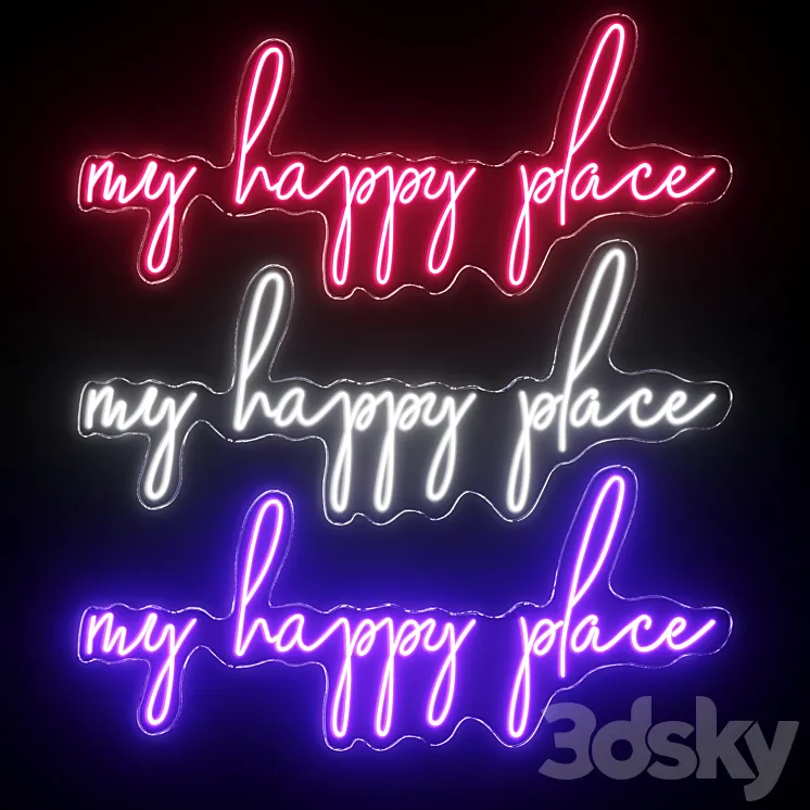 My Happy Place Neon Sign 3D Model Free Download My Happy Place Neon Sign 3D Model Free Download