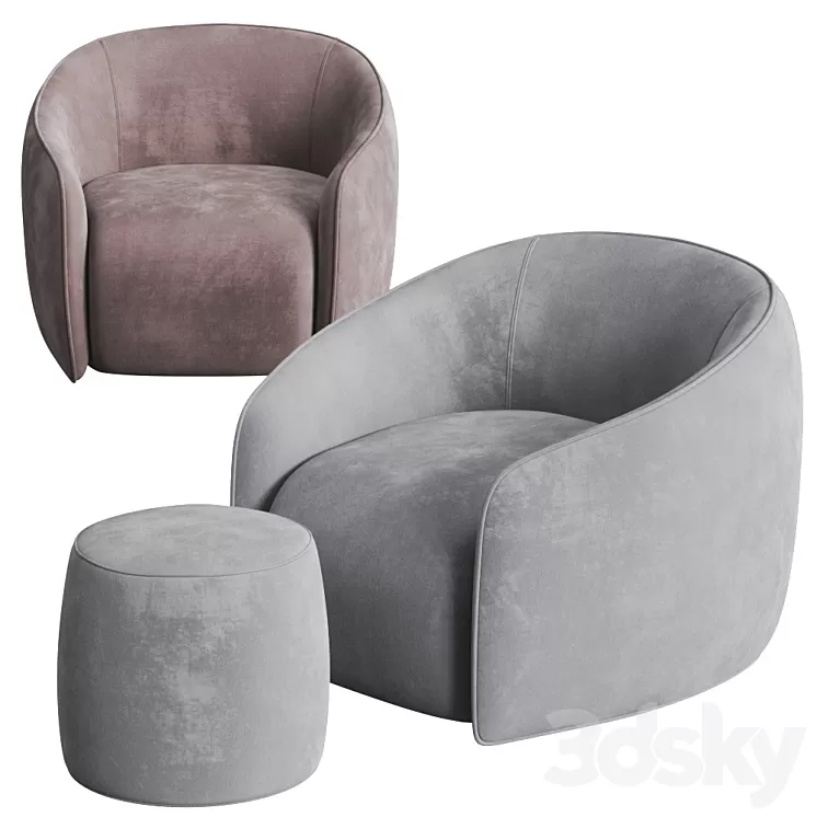My Home Collection Baloo Armchair and Pouf 3D Model My Home Collection Baloo Armchair and Pouf 3D Model