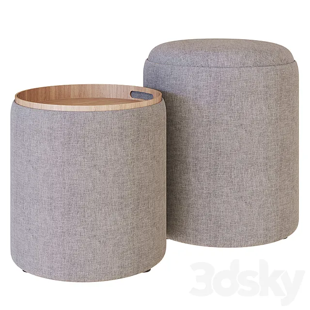 My Interno. Set of 2 Scandi ottomans (small + big) 3D Model My Interno. Set of 2 Scandi ottomans (small + big) 3D Model