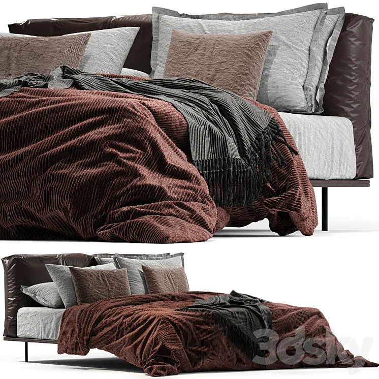 MYNIGHT By Lema Double bed with upholstered headboard 3D Model Free Download