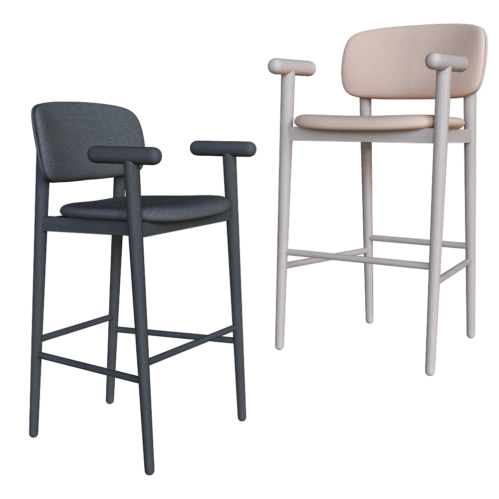 MZPA – Barstool Mild with armrests and soft back 3D Model MZPA – Barstool Mild with armrests and soft back 3D Model