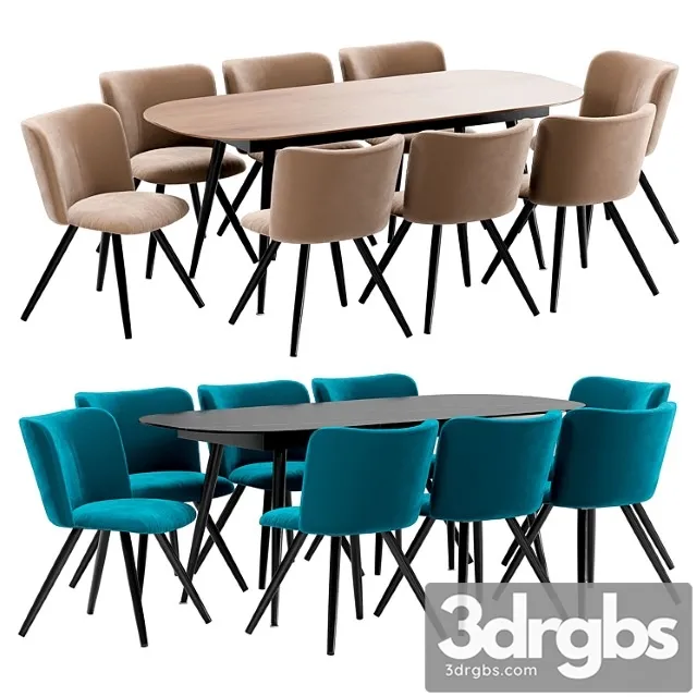 Naples Dining Chair and Marble Table 3D Model Download