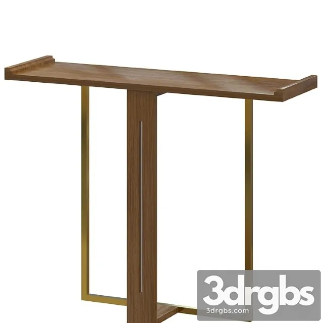 Narrow console table for entryway foyer black solid wood & gold metal in small 2 3D Model Download