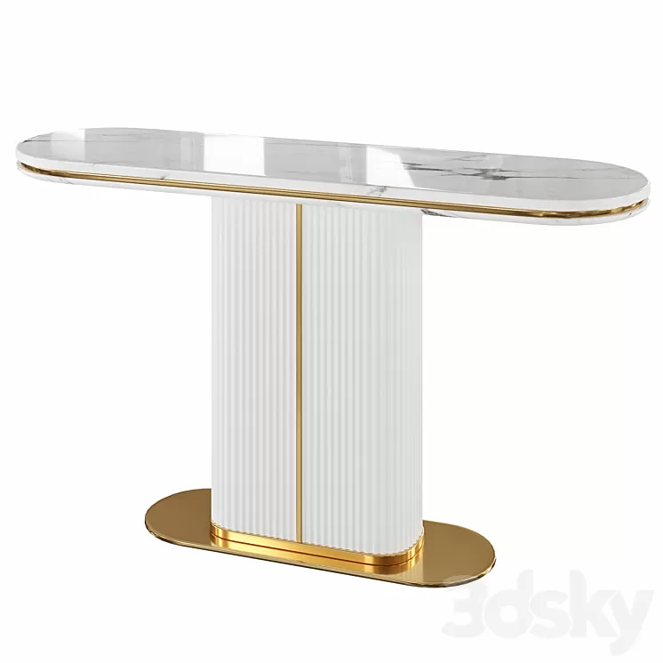 Narrow Console Table with Marble Top MDF Base 3D Model Narrow Console Table with Marble Top MDF Base 3D Model