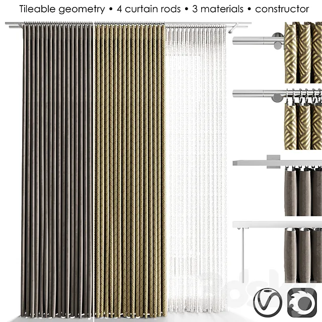 Narrow Curtain Constructor 3D Model Narrow Curtain Constructor 3D Model