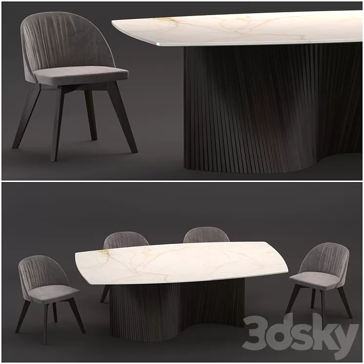 Natisa | Orbit table | Rose chair 3D Model