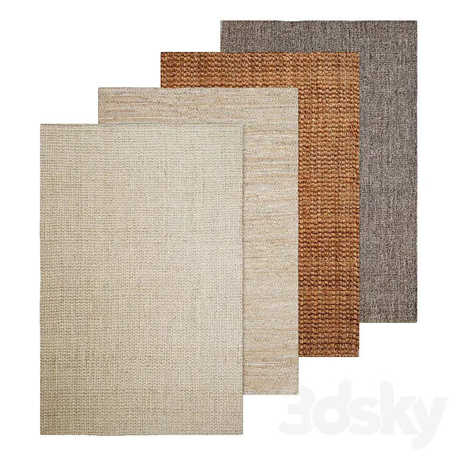 Natural Basket Weave Jute Rug 3D Model Natural Basket Weave Jute Rug 3D Model