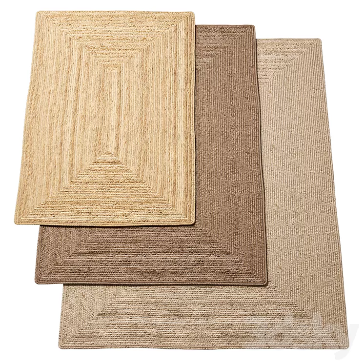 Natural braided jute rug 3D Model Free Download